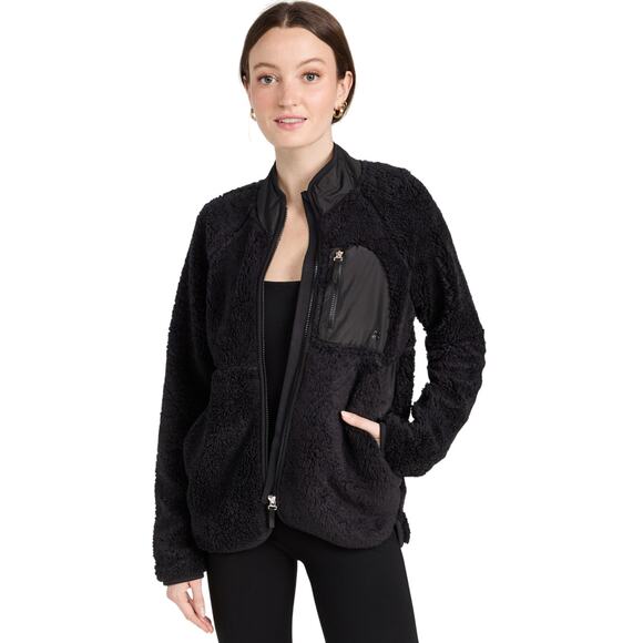 SWEATY BETTY Women’s Pennine Zip Through Black Fleece Pocket Jacket - Picture 1 of 7